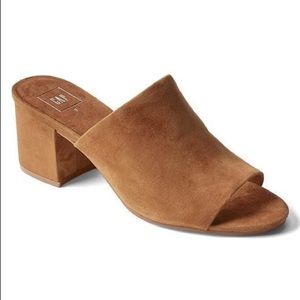 Gap chestnut suede open toe mules